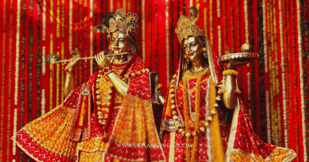 Radha and Krishnaj Ji Idol in temple of Char Dham Vrindavan