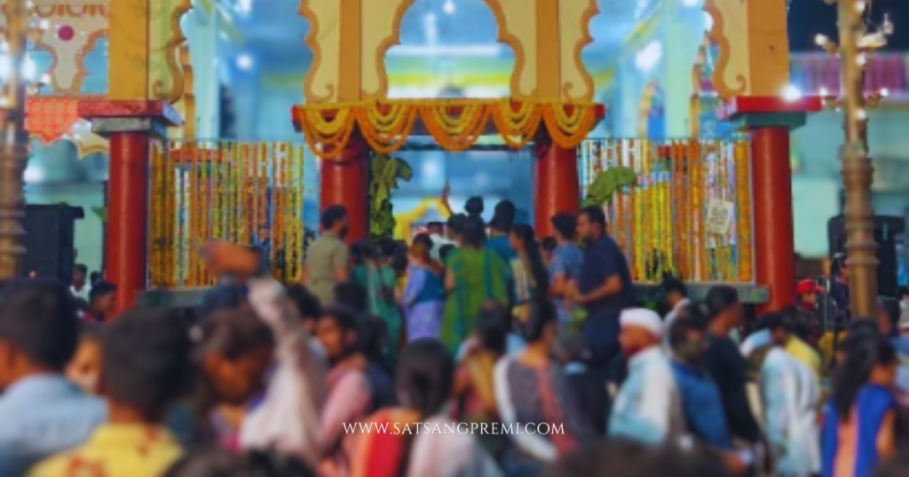 Devotees lighting lamps at Mhatoba Maruti Mandir